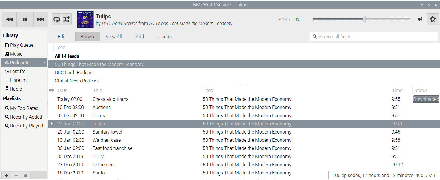 Raspberry Pi 4 - Rhythmbox