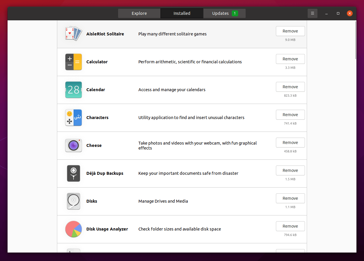 Ubuntu Software - Installed