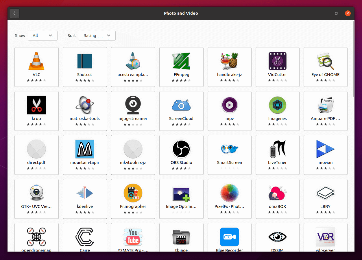 Ubuntu Software - Photo and Video