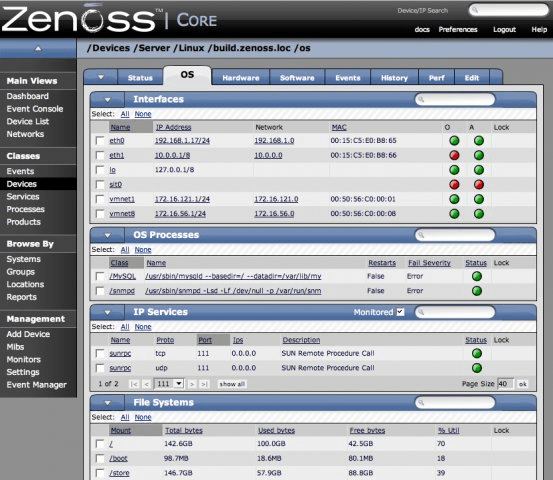 Zenoss network monitoring