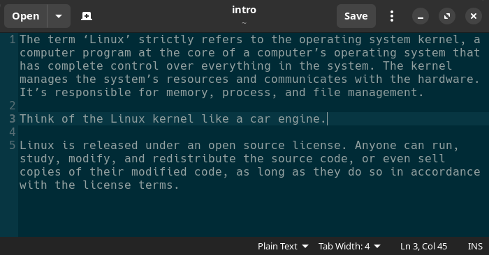 gedit in action
