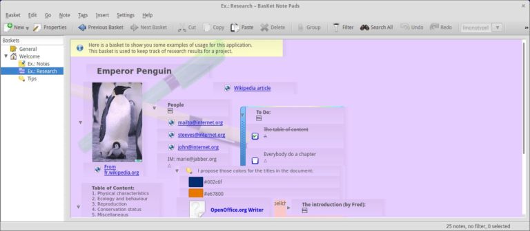 Note Program Basket BasKet Note Pads - multi-purpose note-taking software - LinuxLinks