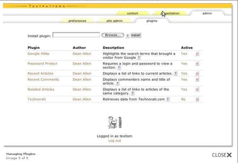 Textpattern - small content management system - LinuxLinks