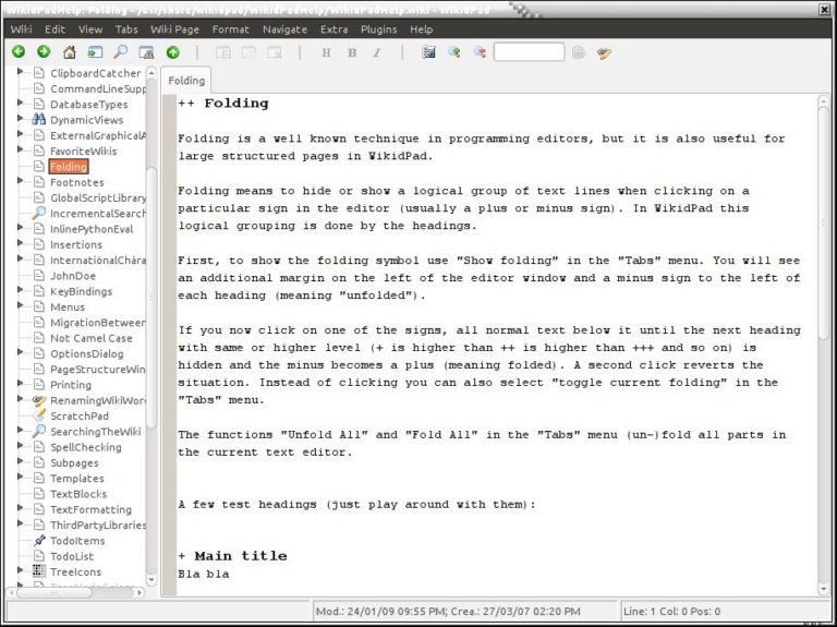 WikidPad - wiki-like notebook software - LinuxLinks