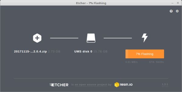 TinkerOS - Etcher - Flashing