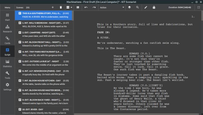KIT Scenarist - screenplay editor - LinuxLinks