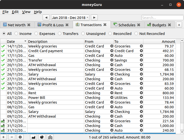 moneyGuru Transactions