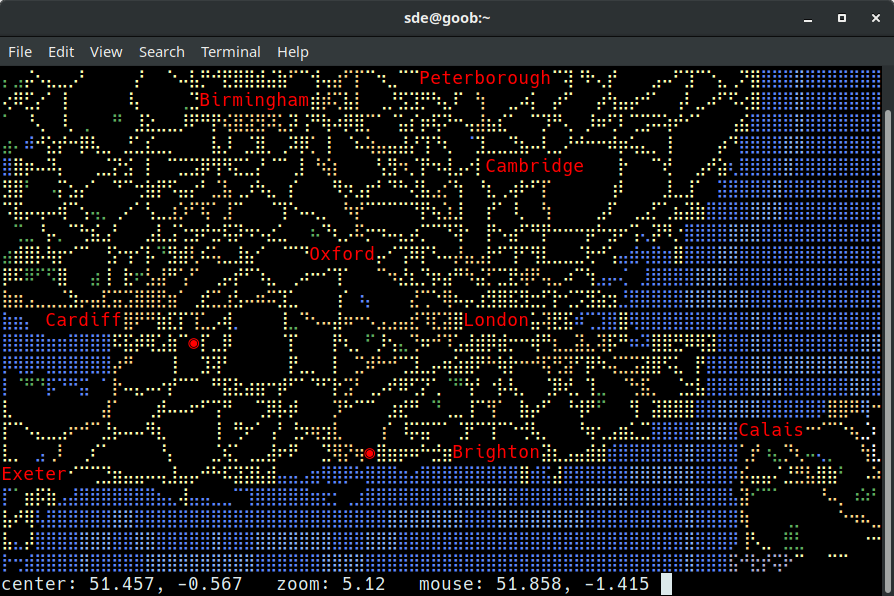 MapSCII Southern England