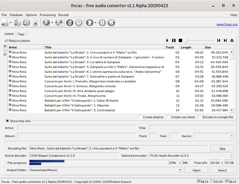 fre:ac - FLAC encoding