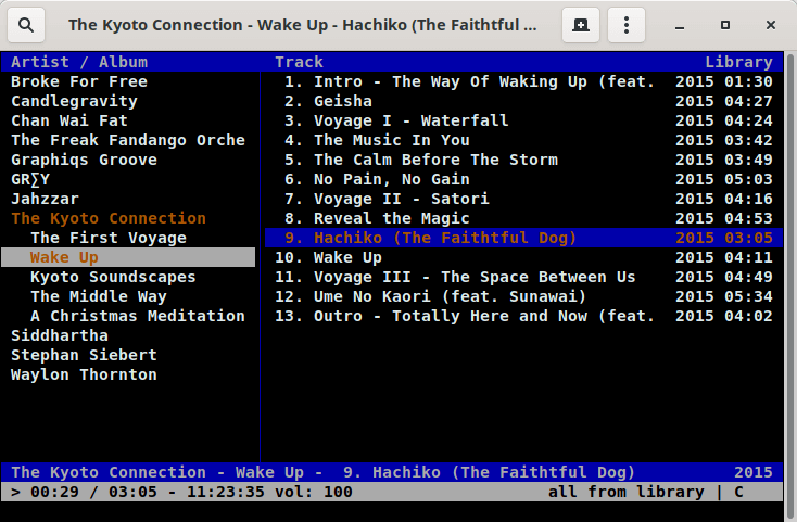 cmus: Library view