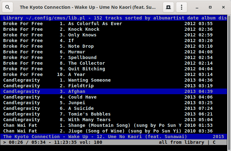 cmus: Simple Library View