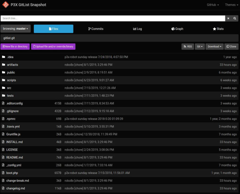 P3X Gitlist - modern private Git repository viewer - LinuxLinks