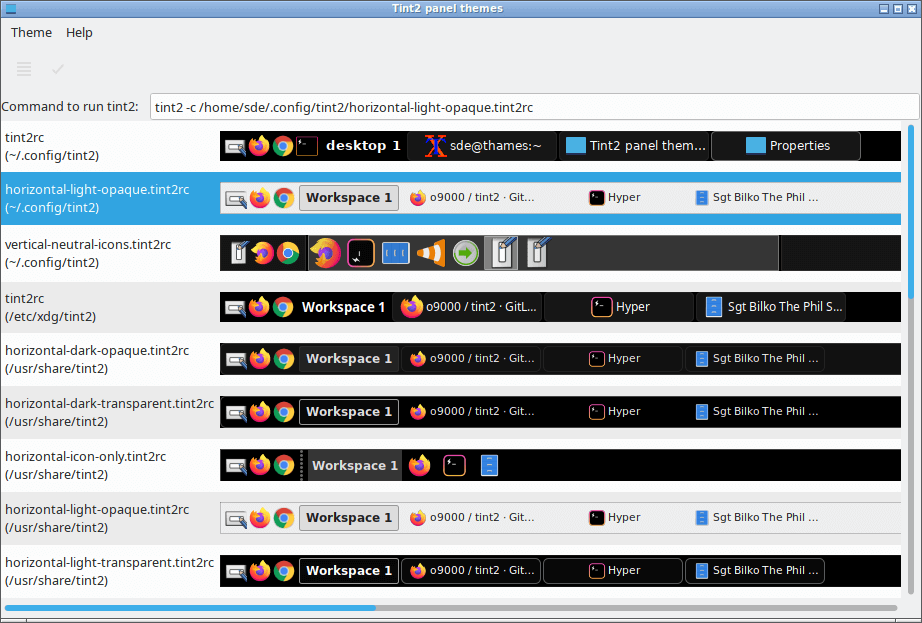 tint2 - panel themes