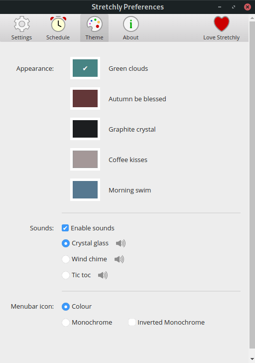 Stretchly - Preferences - Theme