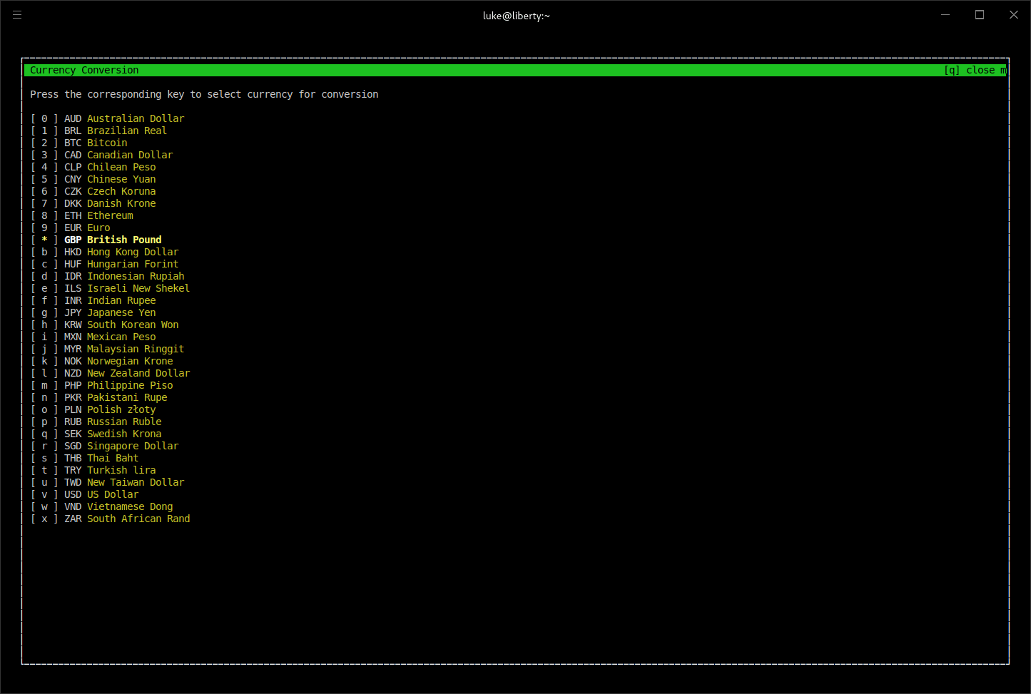 cointop - currency conversion