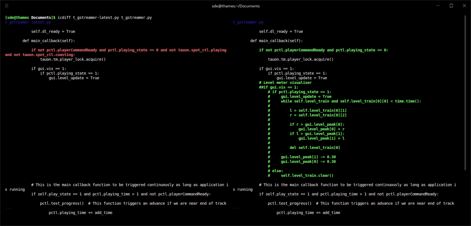 icdiff - side-by-side coloured diff - LinuxLinks