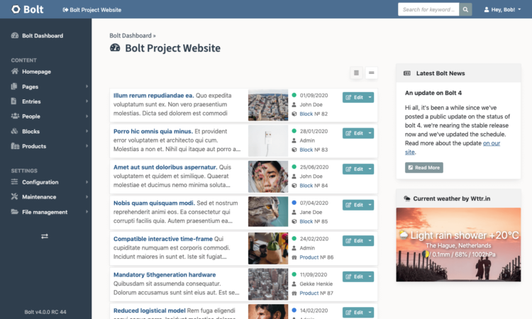 Bolt - simple content management system - LinuxLinks