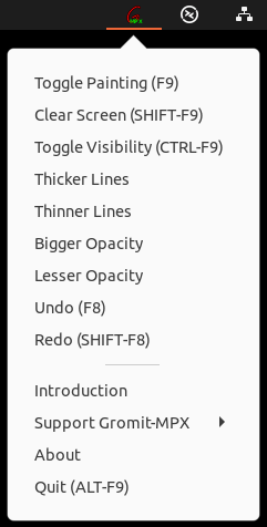 Gromix-MPX - tray - menu