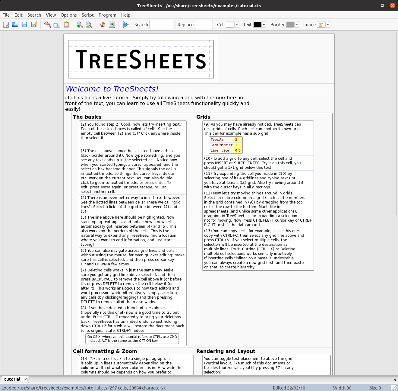 TreeSheets - Tutorial