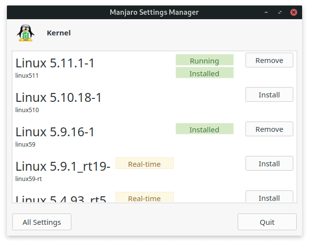 Lenovo M93 - Manjaro Settings Manager
