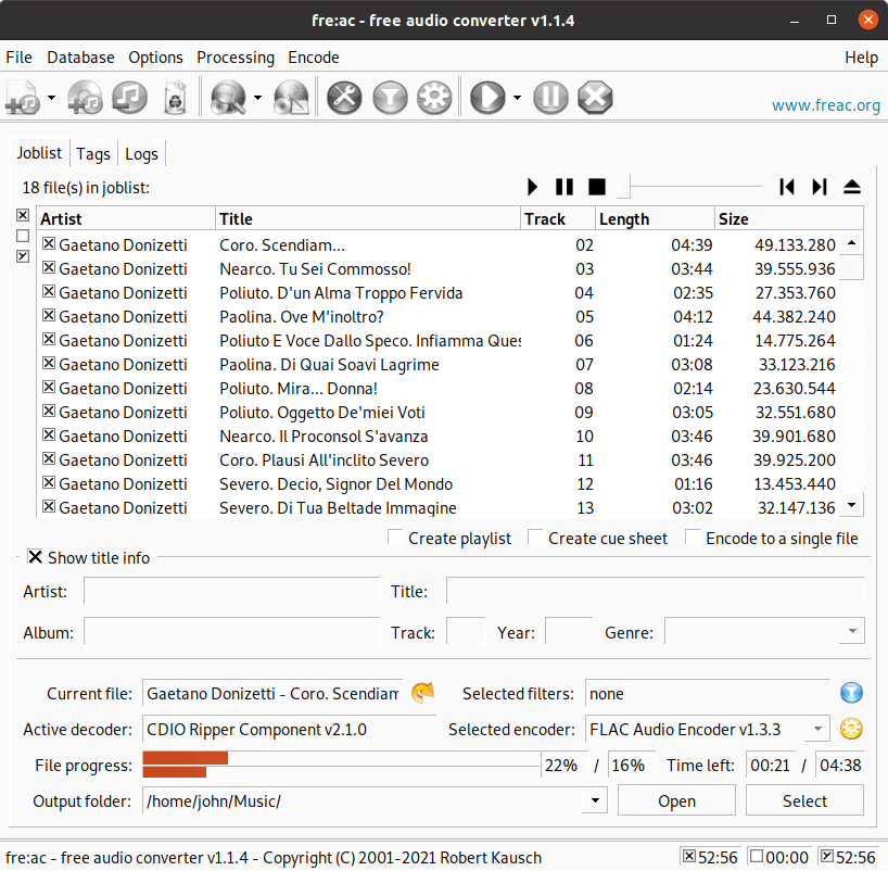 fre:ac - ripping a CD