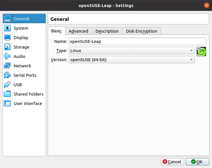 VirtualBox - Settings