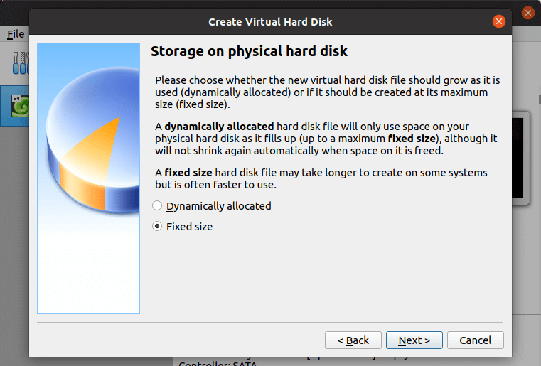 VirtualBox - fixed size hard disk