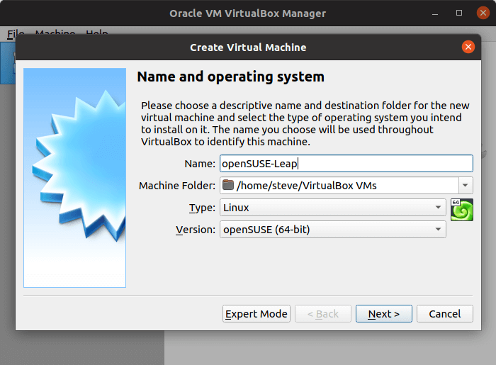 VirtualBox - create virtual machine