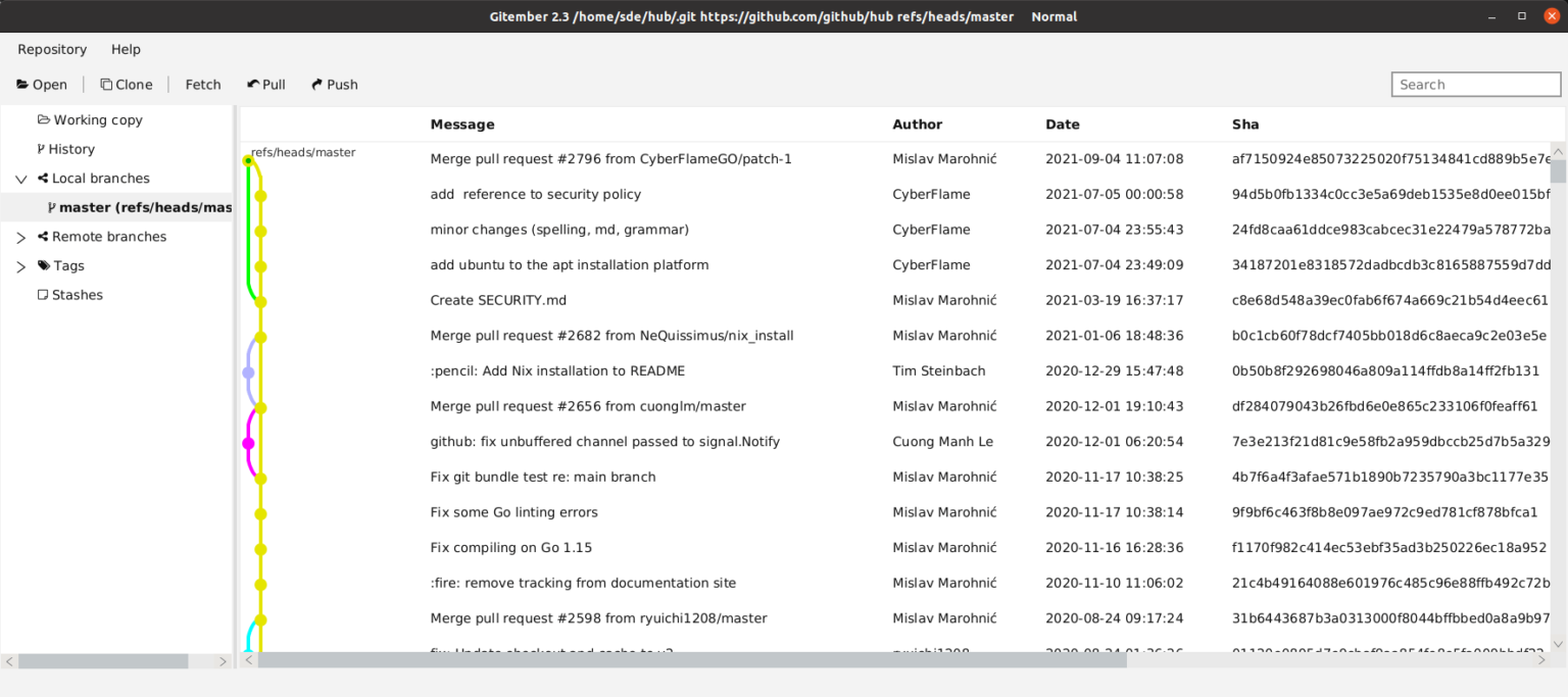 Gitember - cross-platform graphical user interface for git - LinuxLinks