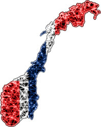 Map of Norway with flag