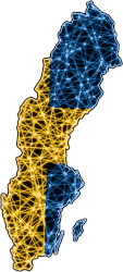 Map of Sweden with national flag