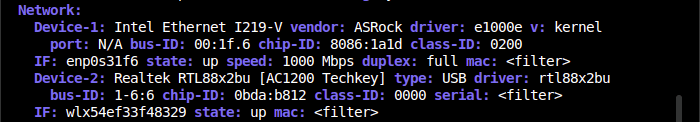 Excerpt from inxi command showing presence of USB Wi-Fi