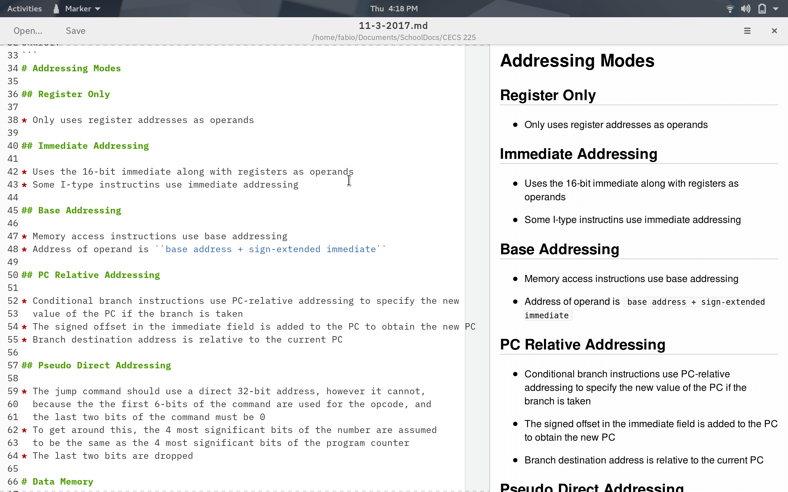 Screenshot of Marker in action