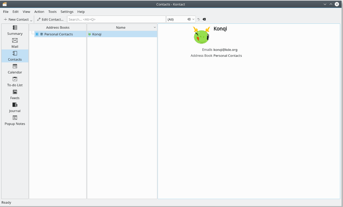 KAddressBook address book manager LinuxLinks