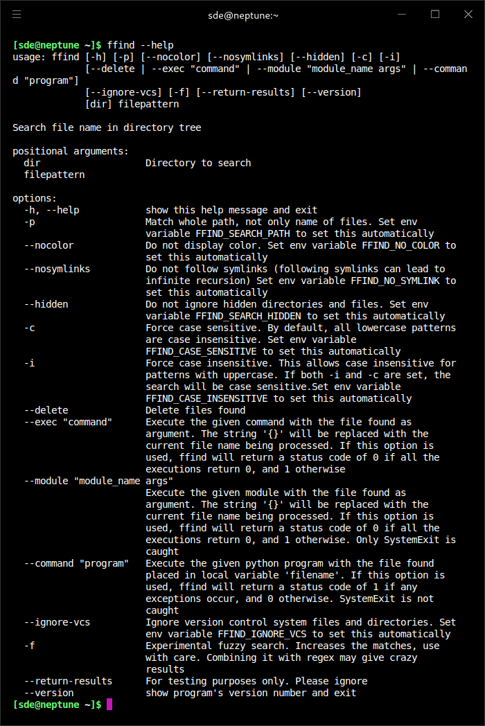 ffind help