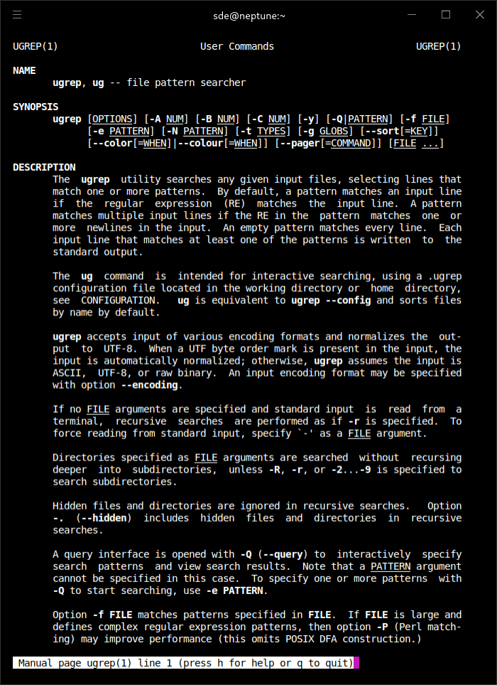ugrep man page