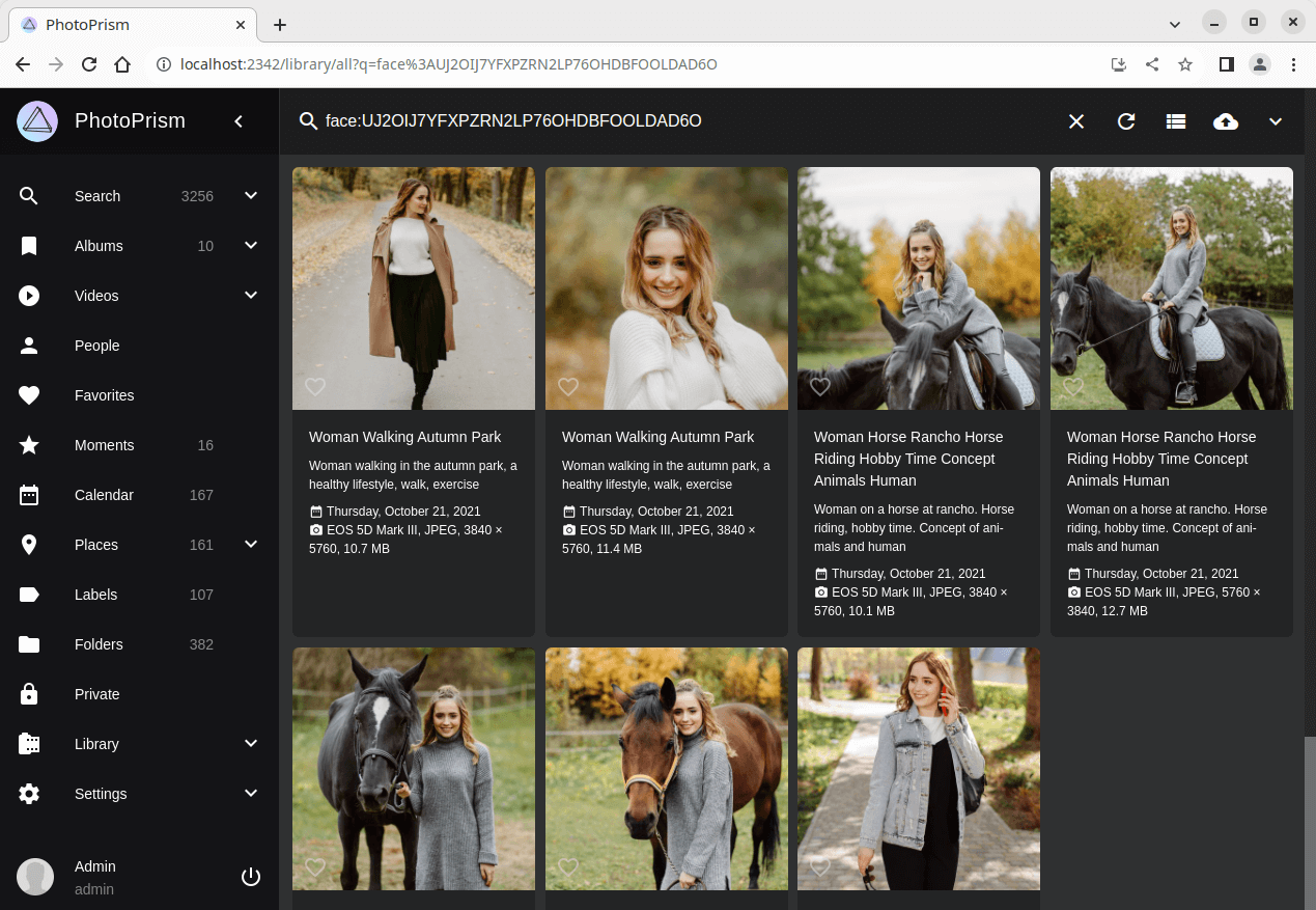 Face recognition with PhotoPrism
