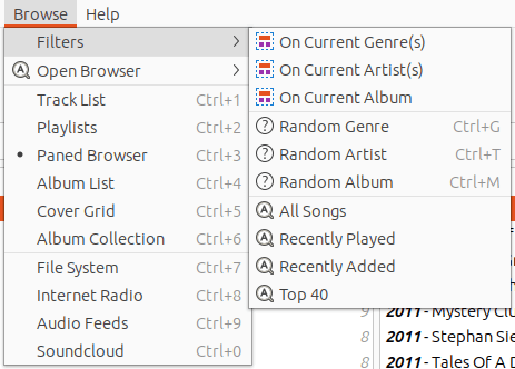 Quod Libet - Browse menu
