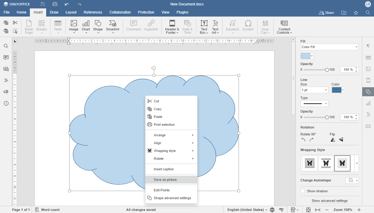 ONLYOFFICE Docs v7.4: Save objects as images
