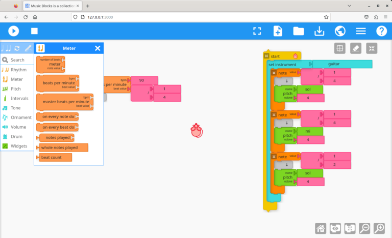 Music Blocks - collection of manipulative tools - LinuxLinks
