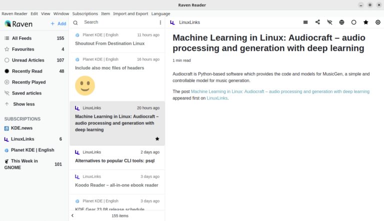 Raven Reader - cross-platform RSS reading software - LinuxLinks