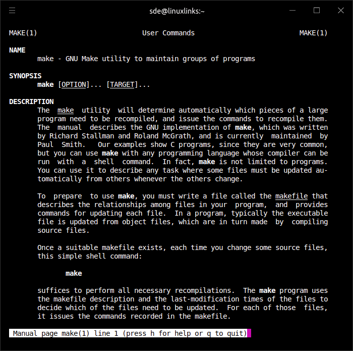 Man page for make