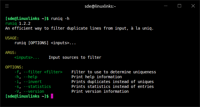 Help for runiq