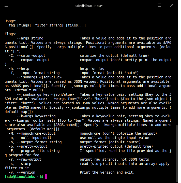 Help for faq utility