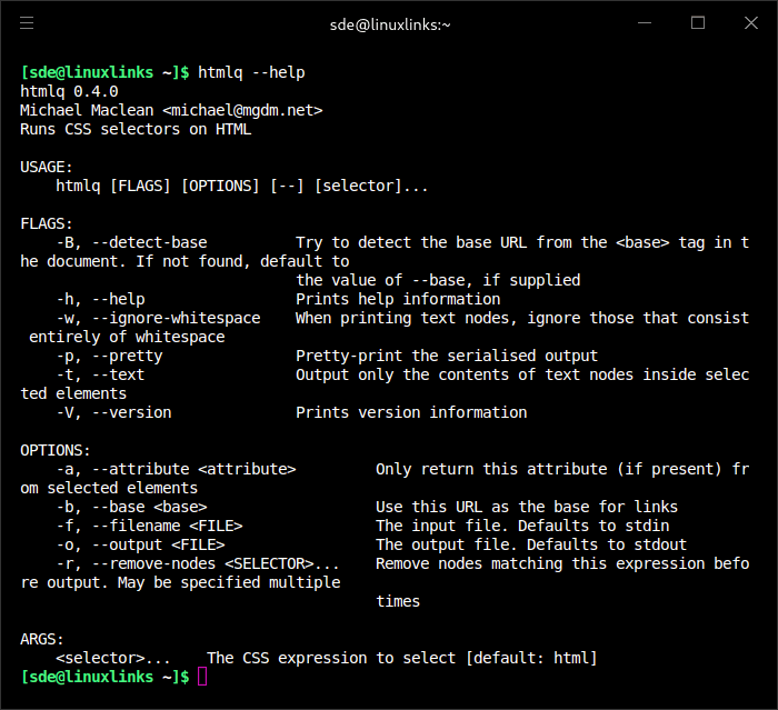 Help for htmlq