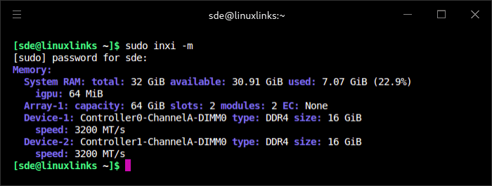 Intel NUC 13 Pro - inxi -m