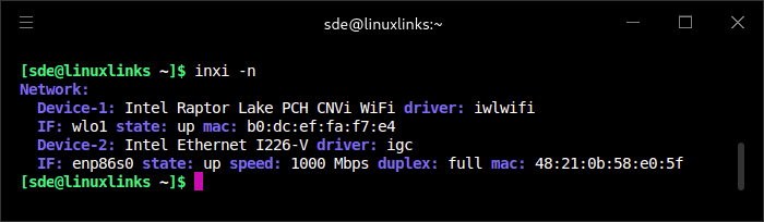 Intel NUC 13 Pro - inxi -n