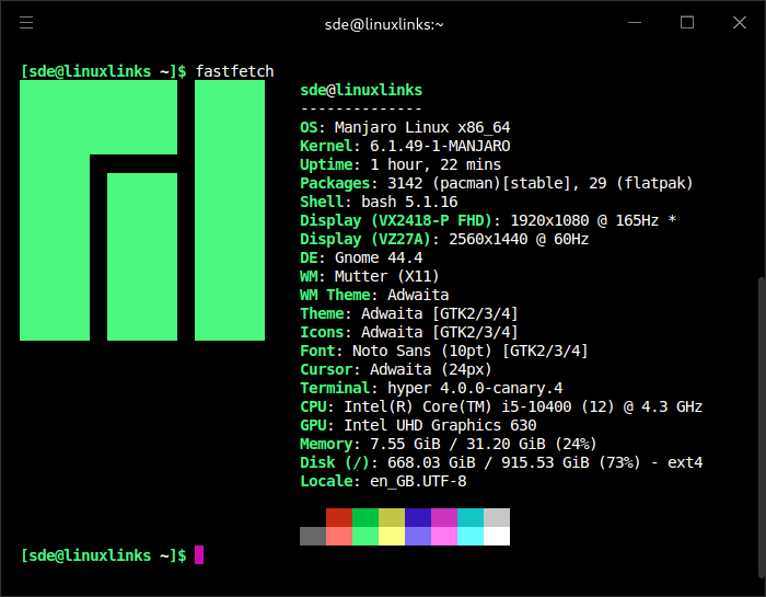 fastfetch in action