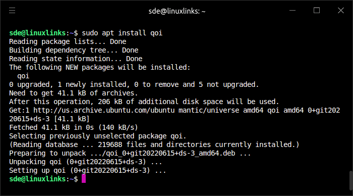 QOI installation