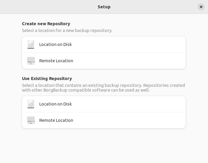 Pika Backup Setup Wizard
